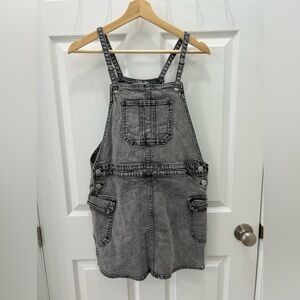 Cat & Jack Grey Acid-Wash Denim Overall Dress